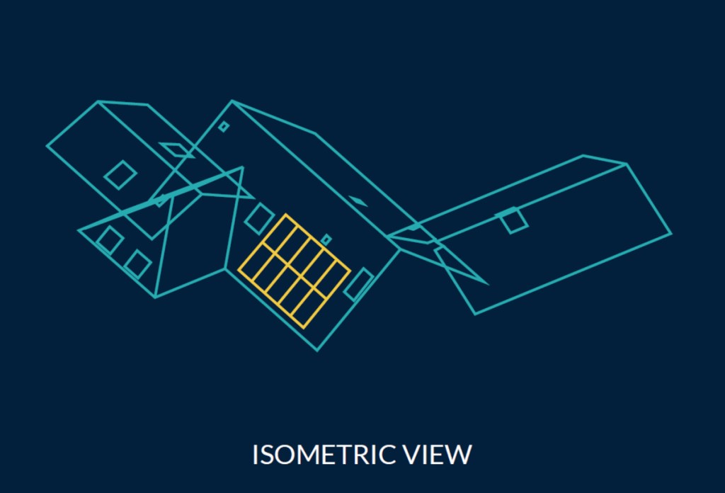 Isometric View of a three-dimensional (3D) solar panel design