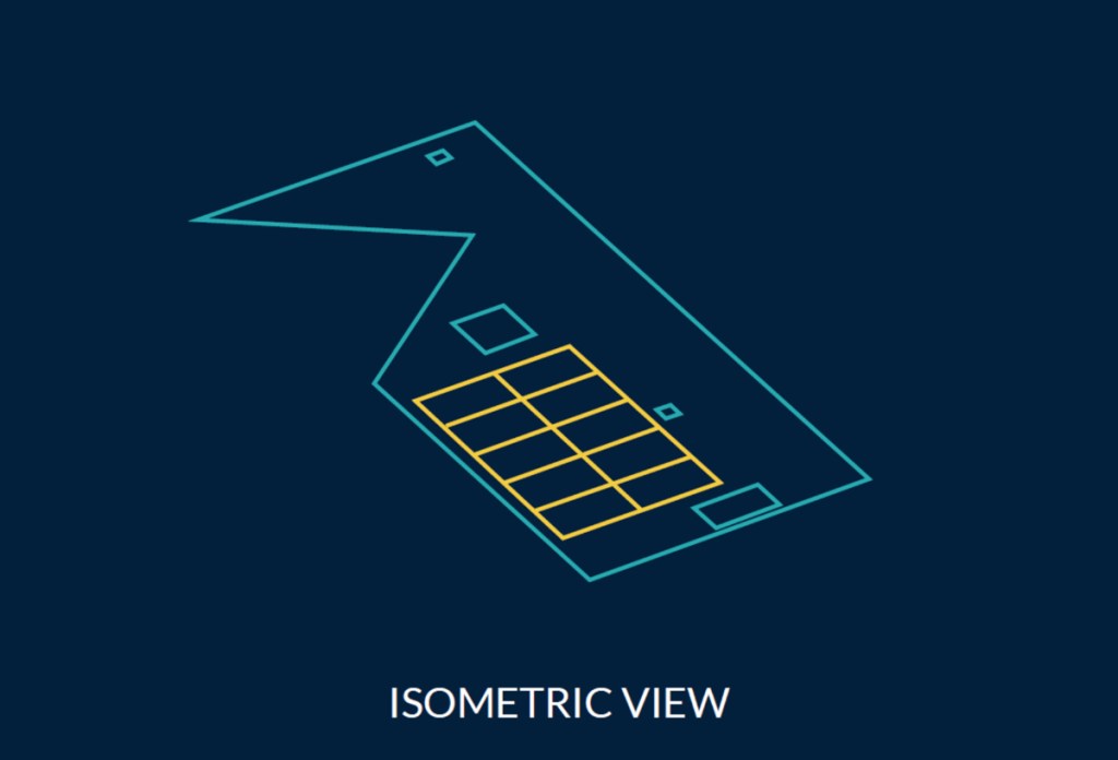 Isometric View of a two-dimensional (2D) solar panel design